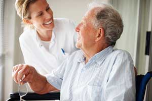 Doctor with man smiling